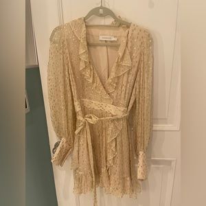 Zimmerman cream ruffle dress with golf metallic dots. Size 1 (us4 or 6)